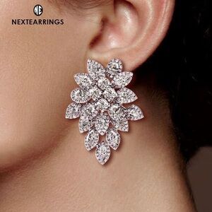 Nextearrings Fancy Halo Pear & Marquise White Sapphire Prom Earrings
